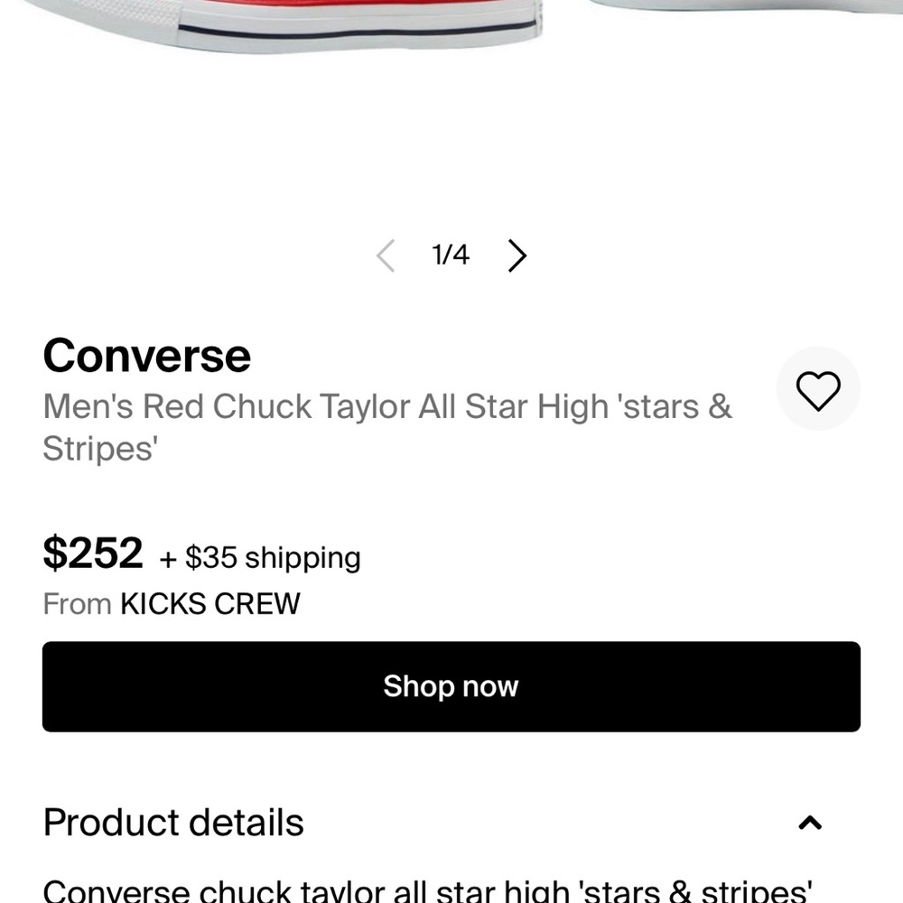 Converse Men's Red Chuck Taylor All Star High 'stars & Stripes' - Picture 2 of 8